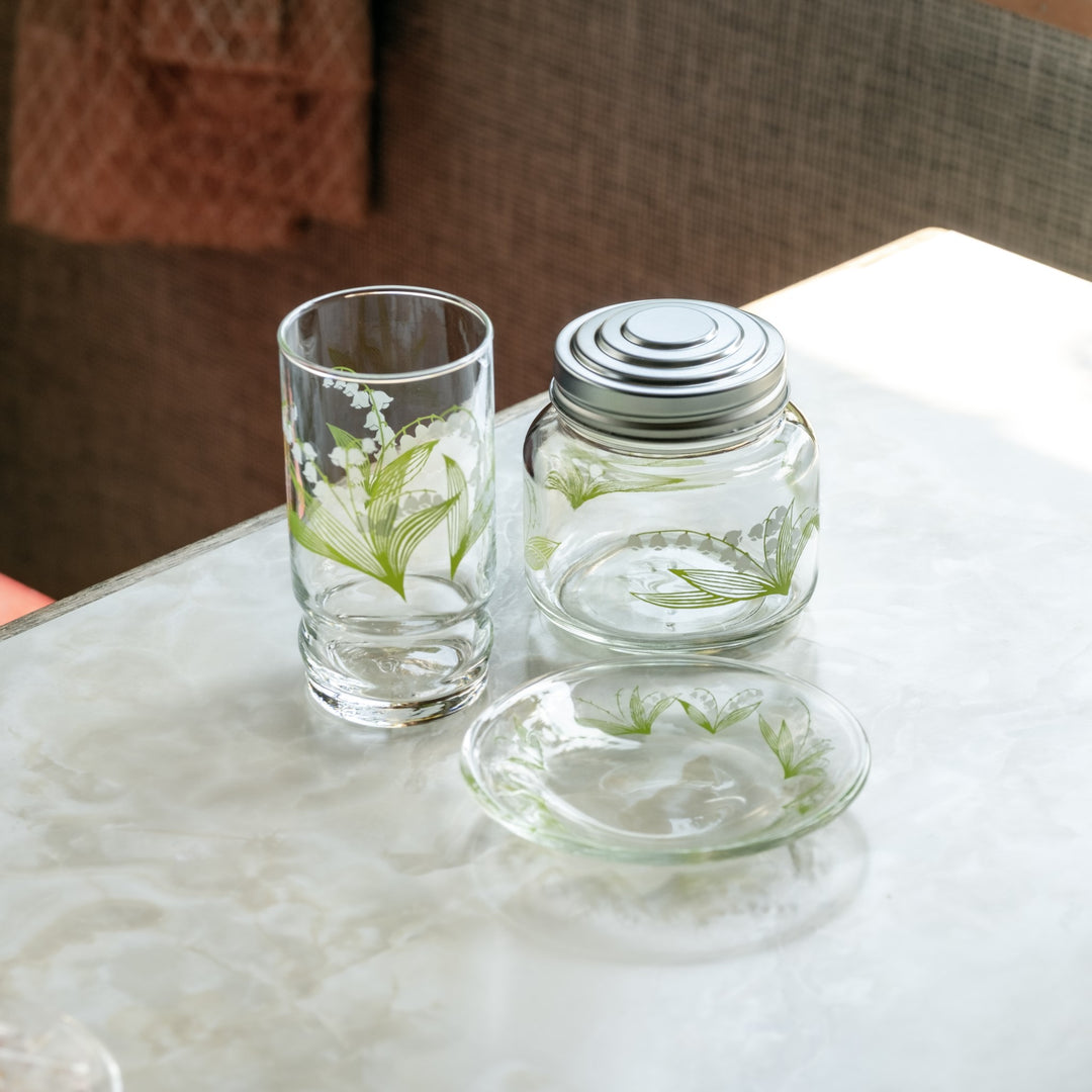 昭和レトロ　花のシリーズ、おしゃれセット、すずらん　新品　未開封 同梱すずらん ガラス細工 昭和っぽい ノスタルジック 鈴蘭 ガラスの花