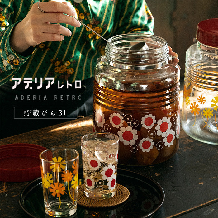 アデリアレトロ 貯蔵びん3L 花まわし